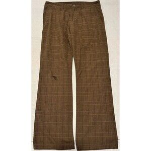 Quiksilver Pants Mens 33 Brown Plaid Chino Flat Distressed Surf Skate Casual